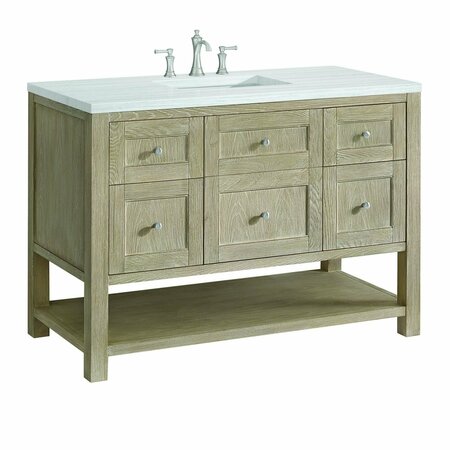 James Martin Vanities 48'' Single Vanity, Whitewashed Oak w/ 3 CM Arctic Fall Solid Surface Top 330-V48-WWO-3AF